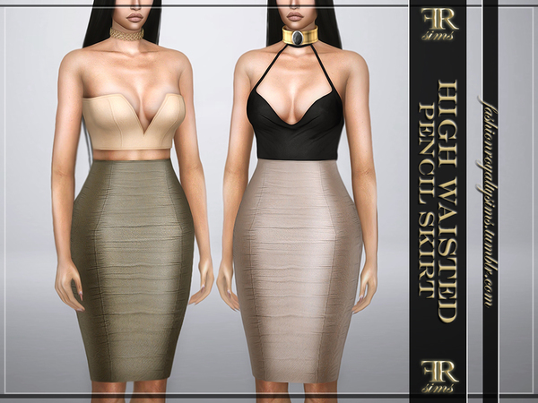 Sims 4 High Waisted Pencil Skirt by FashionRoyaltySims at TSR