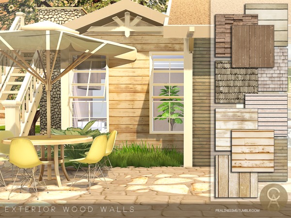 Sims 4 Exterior Wood Walls by Pralinesims at TSR