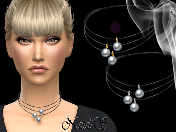 Sims 4 Triple pearl pendant necklace by NataliS at TSR