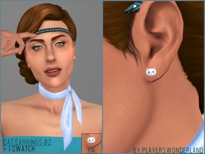 Sims 4 Cat Earrings 02 by PlayersWonderland at PW’s Creations