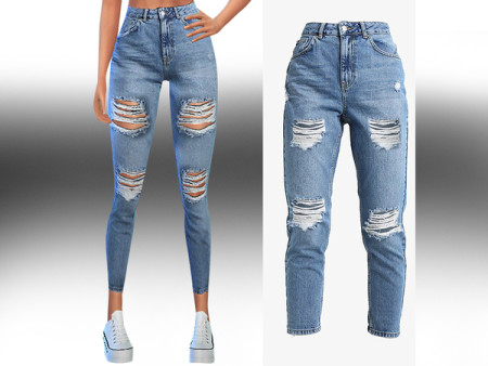 High Waist Ripped Jeans by Saliwa at TSR » Sims 4 Updates