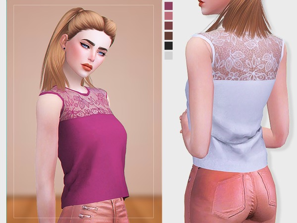 Sims 4 Lace Top Blouse by Screaming Mustard at TSR