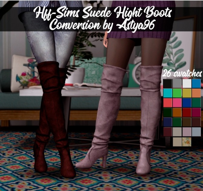 Sims 4 Hff Sims Suede Hight Boots Conversion at Astya96