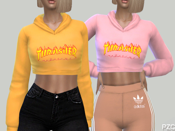 Sims 4 Thrasher Sporty Hoodie by Pinkzombiecupcakes at TSR