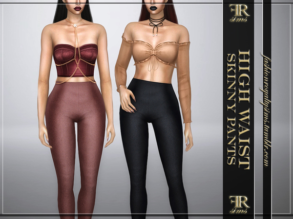 Sims 4 High Waist Skinny Pants by FashionRoyaltySims at TSR