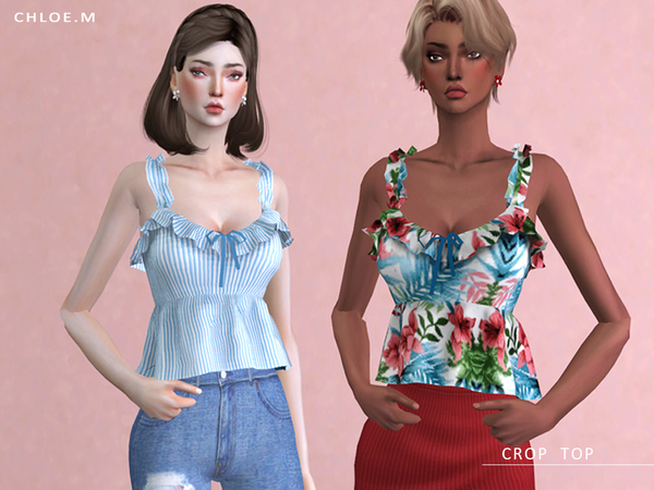 Sims 4 Crop Top with Falbala by ChloeMMM at TSR