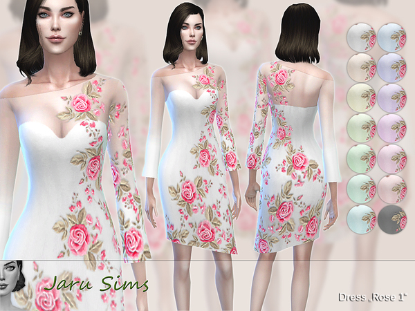 Sims 4 Dress Rose 1 by Jaru Sims at TSR