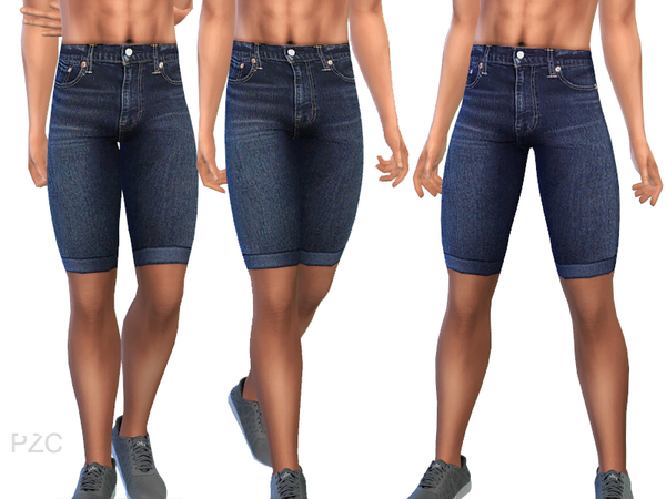 Sims 4 Denim Jeans Shorts Zack by Pinkzombiecupcakes at TSR