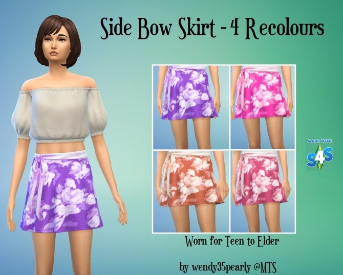 Sims 4 Bow Tie Skirt 4 Colours by wendy35pearly at Mod The Sims