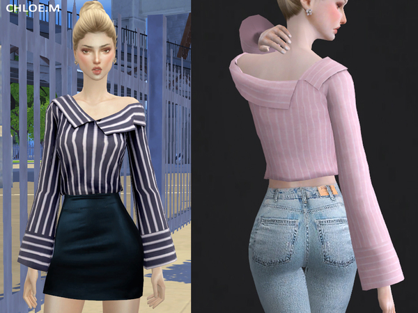 Sims 4 Blouse F 04 by ChloeMMM at TSR