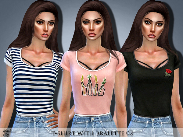 Sims 4 T Shirt with Bralette 02 by Black Lily at TSR
