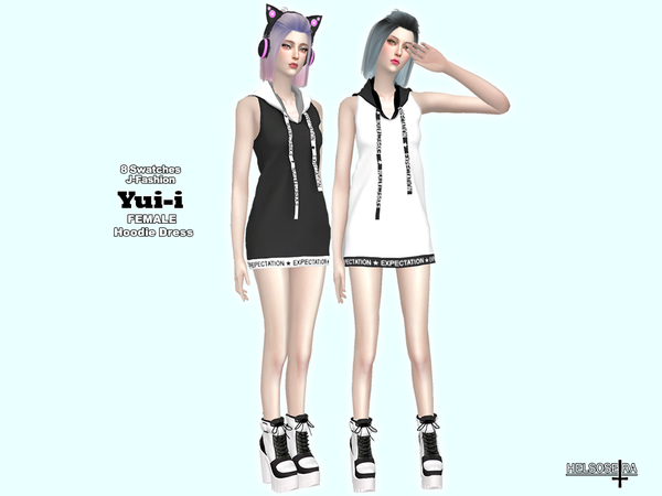 Sims 4 YUII Hoodie Mini Dress Outfit by Helsoseira at TSR
