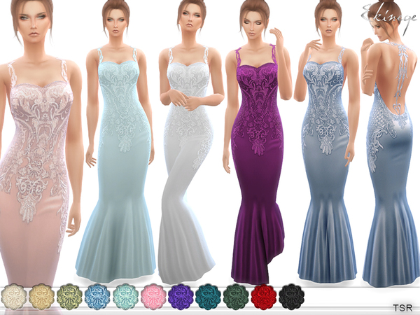 Sims 4 Lace Appliques Gown by ekinege at TSR