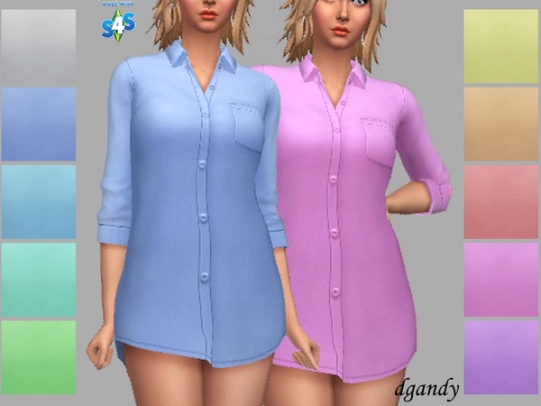 Sims 4 Shirt Dress in Solid Colors by dgandy at TSR