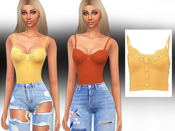 Sims 4 Trimmed Button Bralet by Saliwa at TSR