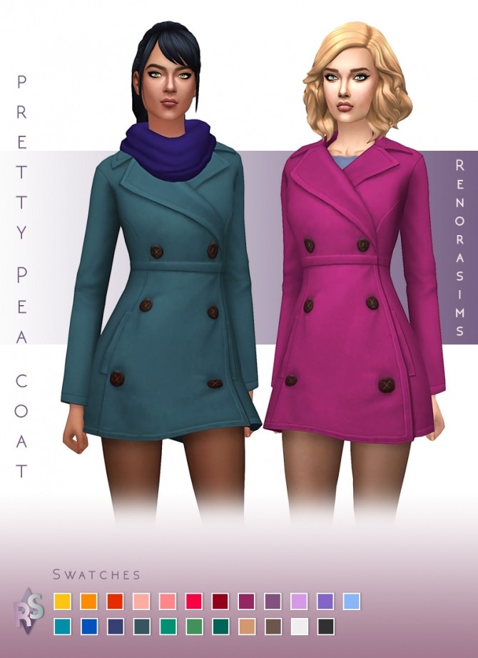 Sims 4 Pretty pea coat at RENORASIMS