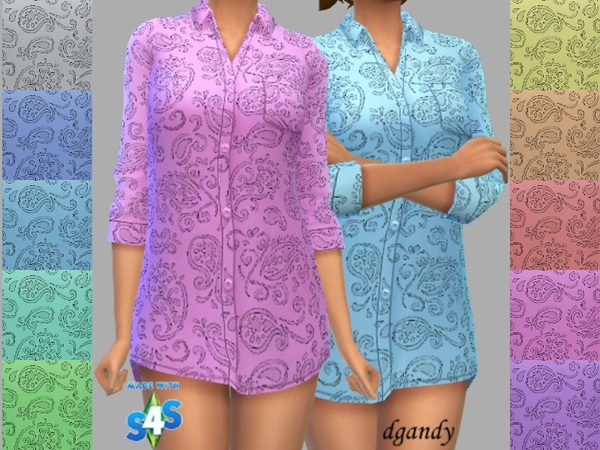 Sims 4 Paisley Shirt Dress by dgandy at TSR