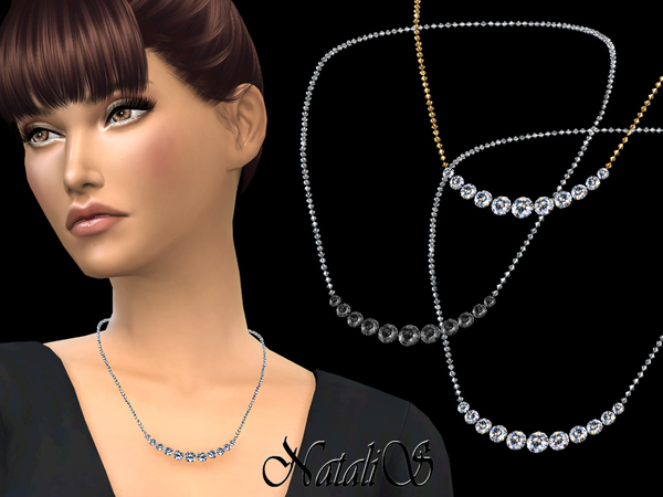 Sims 4 Graduated diamond necklace by NataliS at TSR