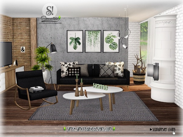 Sims 4 ScandiFever Living room by SIMcredible at TSR