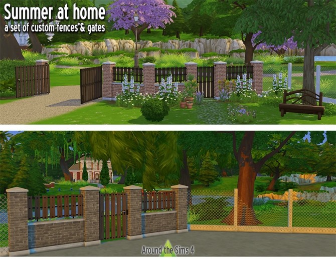 Sims 4 Home fence & gates by Sandy at Around the Sims 4