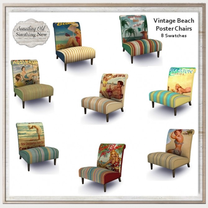 Sims 4 Vintage Beach Poster Chairs at Simthing New