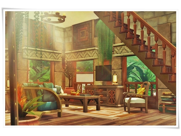 Sims 4 Tropical Miracle Spanish style jungle house by Moniamay72 at TSR