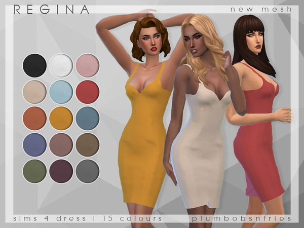 Sims 4 PnF Regina short dress by Plumbobs n Fries at TSR