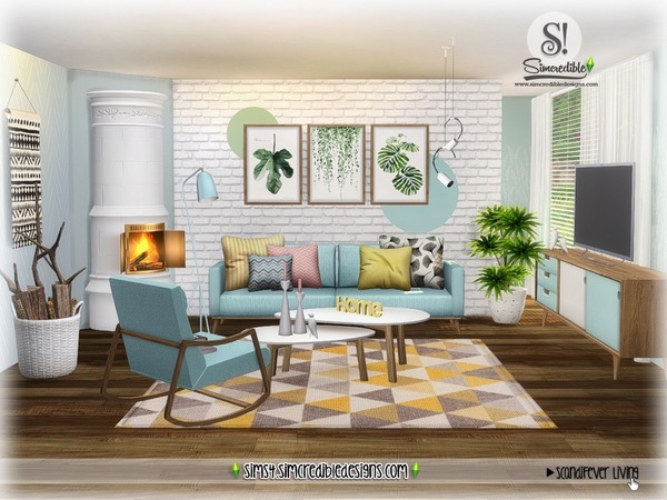 Sims 4 ScandiFever Living room by SIMcredible at TSR