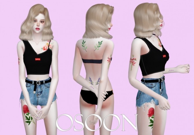 Sims 4 Watercolor Tattoo Set at Osoon