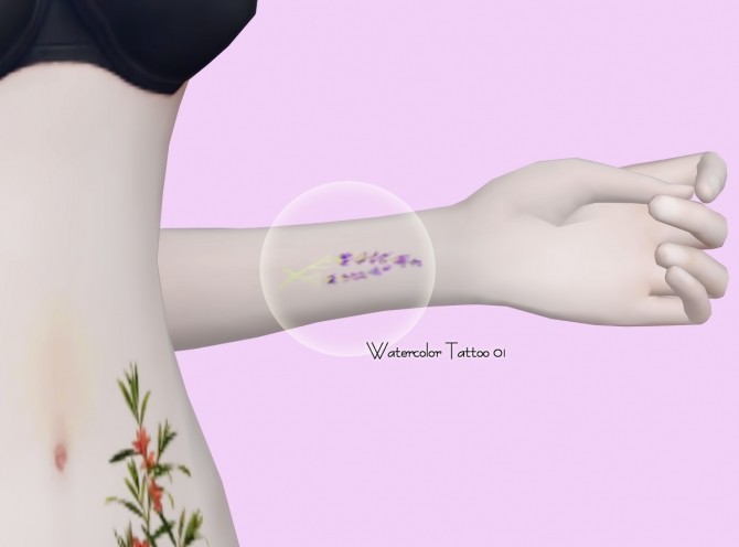 Sims 4 Watercolor Tattoo Set at Osoon