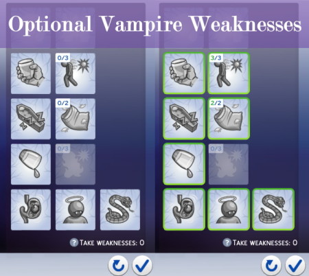 Optional Vampire Weaknesses by nyandesu at Mod The Sims