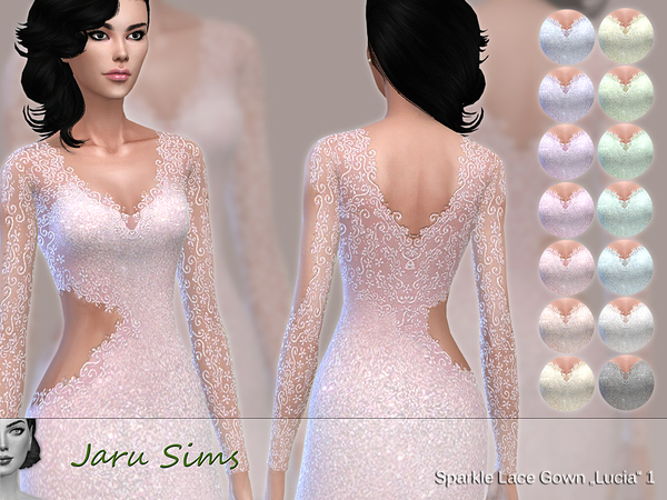 Sims 4 Sparkle Lace Gown Lucia 1 by Jaru Sims at TSR