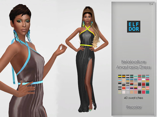 Sims 4 Belaloallure Anastasia Dress Recolor at Elfdor Sims