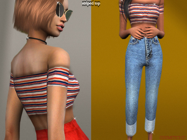 Sims 4 Striped top by cosimetics at TSR