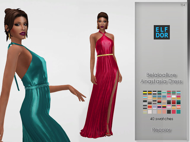 Sims 4 Belaloallure Anastasia Dress Recolor at Elfdor Sims