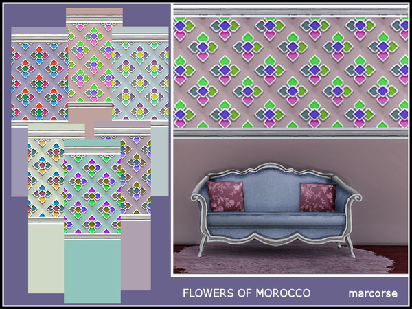 Sims 4 Flower of Morocco Walls by marcorse at TSR