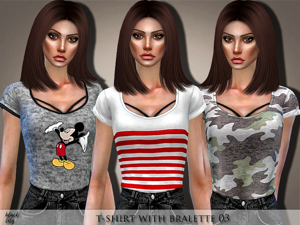 Sims 4 T Shirt with Bralette 03 by Black Lily at TSR