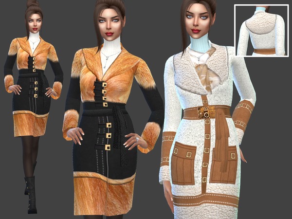 Sims 4 Sheepskin coat with a red fur by Sims House at TSR