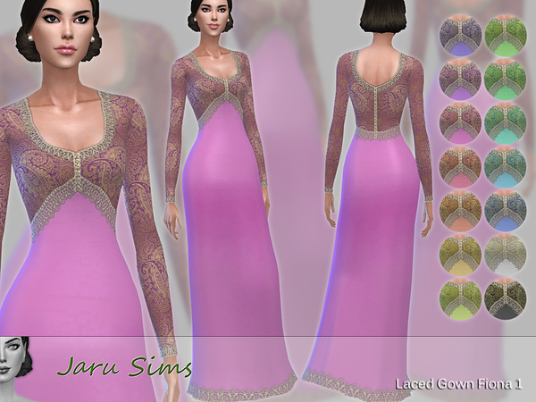 Sims 4 Laced Gown Fiona 1 by Jaru Sims at TSR