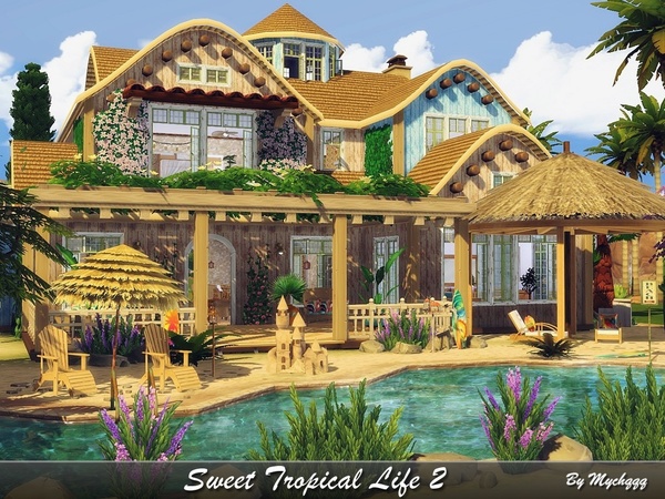 Sims 4 Sweet Tropical Life 2 house by MychQQQ at TSR