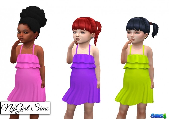 Sims 4 Ruffle Top Solid Color Sundress at NyGirl Sims