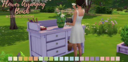 Flower Arranging Bench in 22 Pastel Colours at Simlish Designs