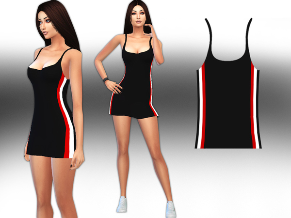 Sims 4 New Style Strip Line Dress by Saliwa at TSR