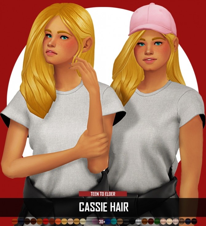 Sims 4 CASSIE HAIR by Thiago Mitchell at REDHEADSIMS