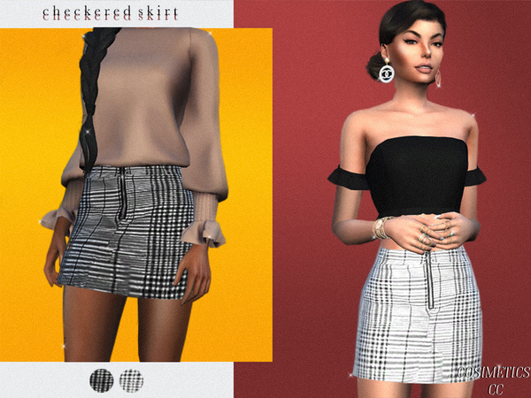 Sims 4 Checkered skirt by cosimetics at TSR