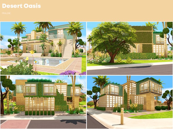 Sims 4 Desert Oasis house by Pralinesims at TSR