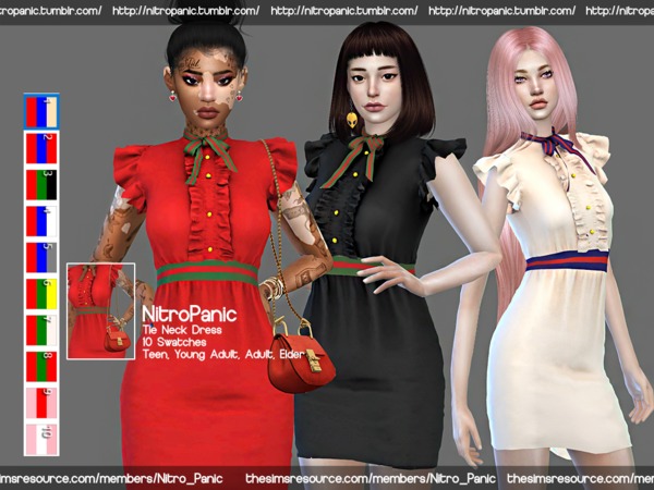 Sims 4 Tie Neck Dress by Nitro Panic at TSR