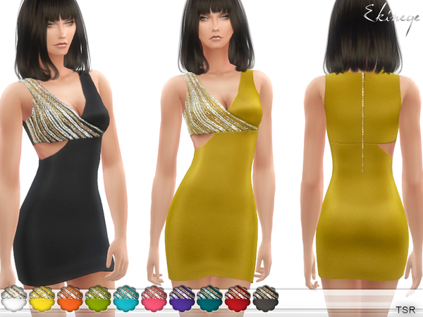 Sims 4 Crystal Embellished Mini Dress by ekinege at TSR