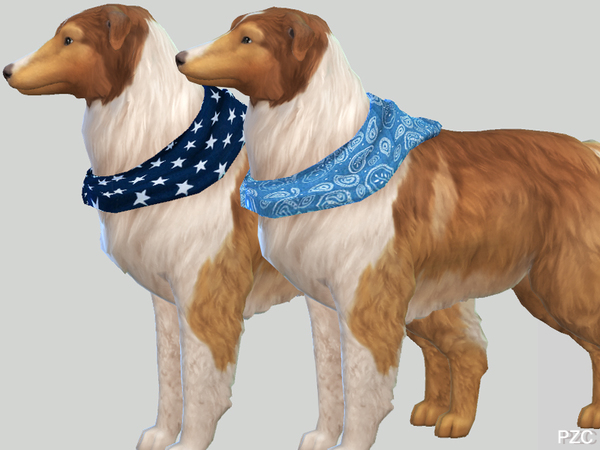 Sims 4 Summer Denim Bandanas For Large Dogs by Pinkzombiecupcakes at TSR