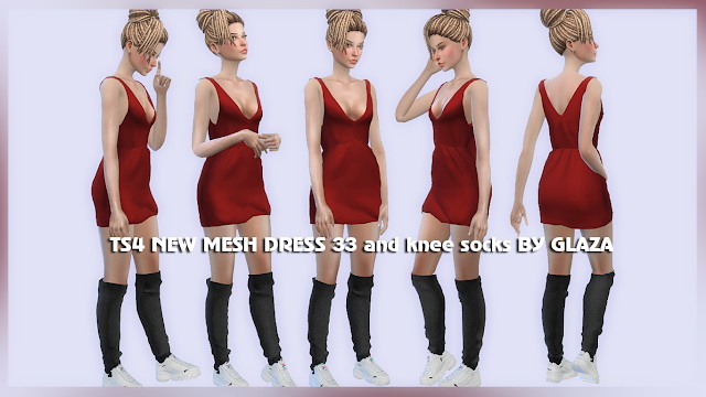 Sims 4 DRESS 33 and knee socks at All by Glaza